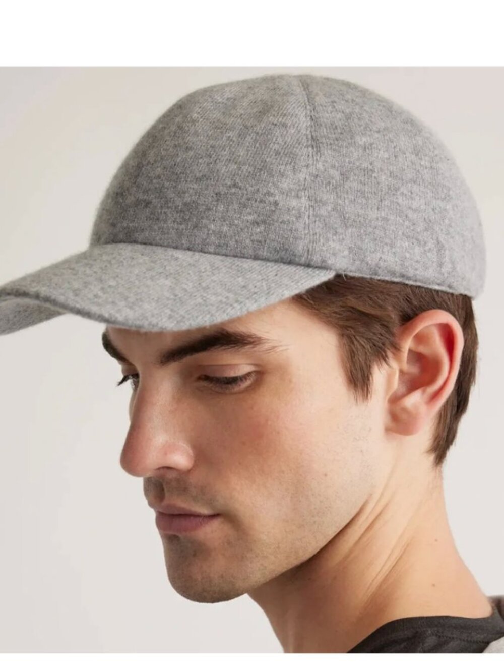 Quince Baseball Hat Cap Strap Back 100% Cashmere Knit Sherpa Lined Gray New M/L
